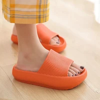 platform unisex slippers women eva non slip home bathing slippers soft solid color household summer shoes female
