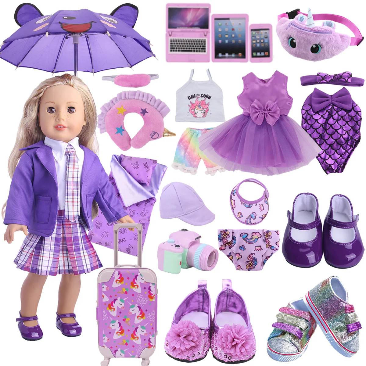 Одежда для кукол фиолетовая серия Dsinesy платье-единорог кукольная обувь