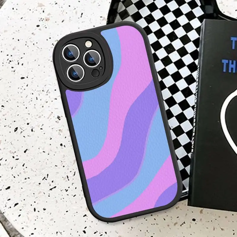 Colorful Rainbow Stripe Phone Case Hard Leather For iPhone 14 13 12 Mini 11 14 Pro Max Xs X Xr 7 8 Plus