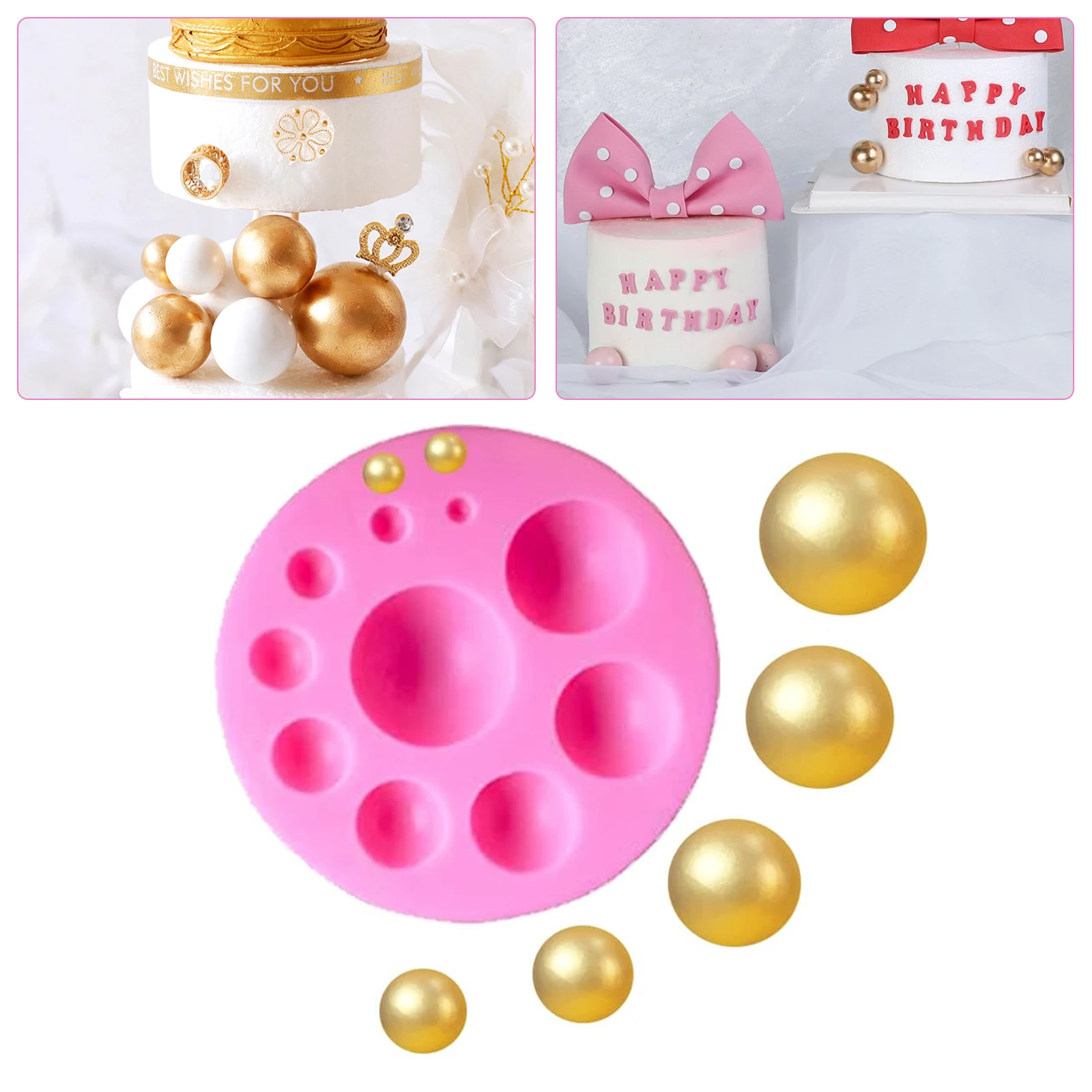 

Pearl Silicone Mold Semi Sphere 3D Chocolate Molds For Fondant Cake Decorating