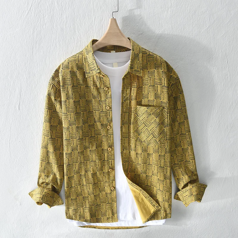 

Рубашка мужская в клетку, Классическая Повседневная Свободная уличная одежда, красивый праздничный Повседневный универсальный топ с лацканами, весна-осень