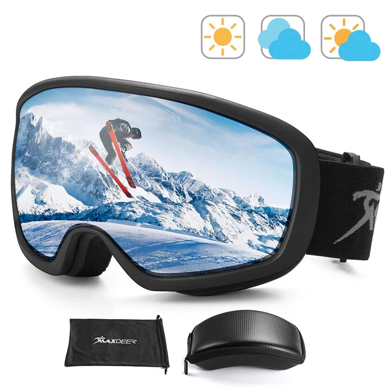 MAXDEER Ski Goggles for Kids Snow Goggles Anti-fog Waterproof Ski Glasses Children Double Layer UV Protection Skiing Eyeware