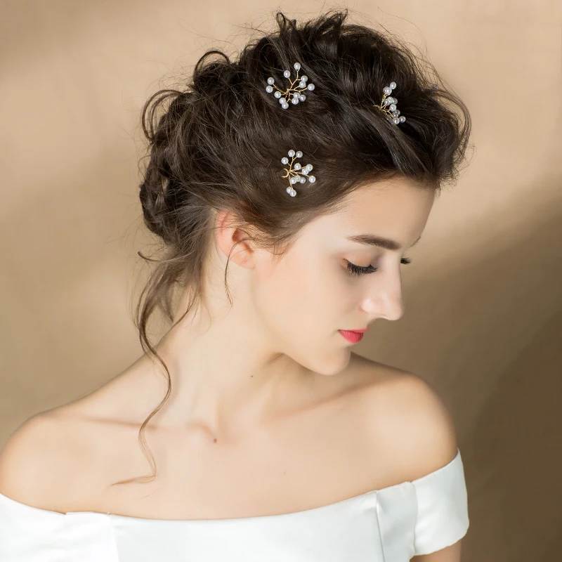 

O629 Exquisite Wedding Bridal Handmade Hairpin Pearls Bridesmaid Women Pageant Perform Prom Headpiece Hairwear