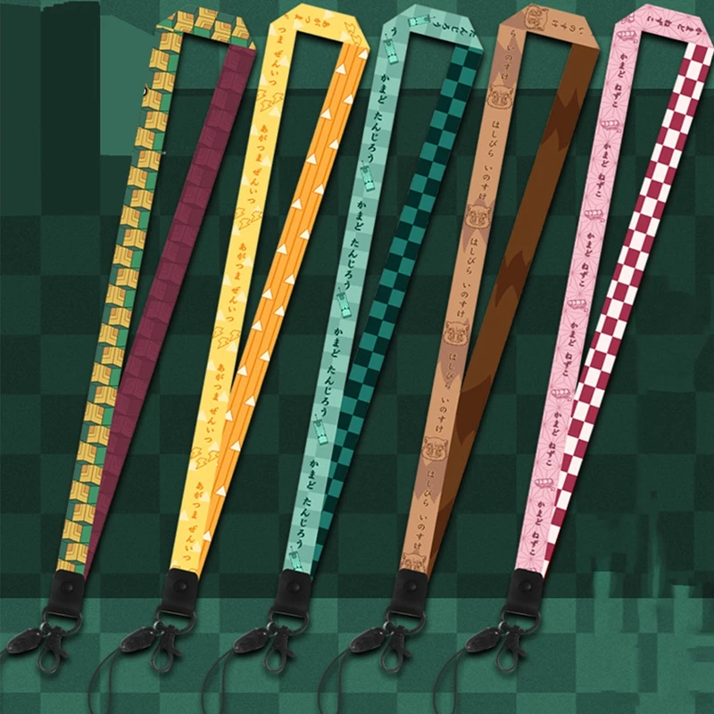 

1Pcs Anime Demon Slayer Kimetsu no Yaiba Lanyard Mobile Phone Neck Strap Keychain ID Card Lanyard For Keys Hanging Rope