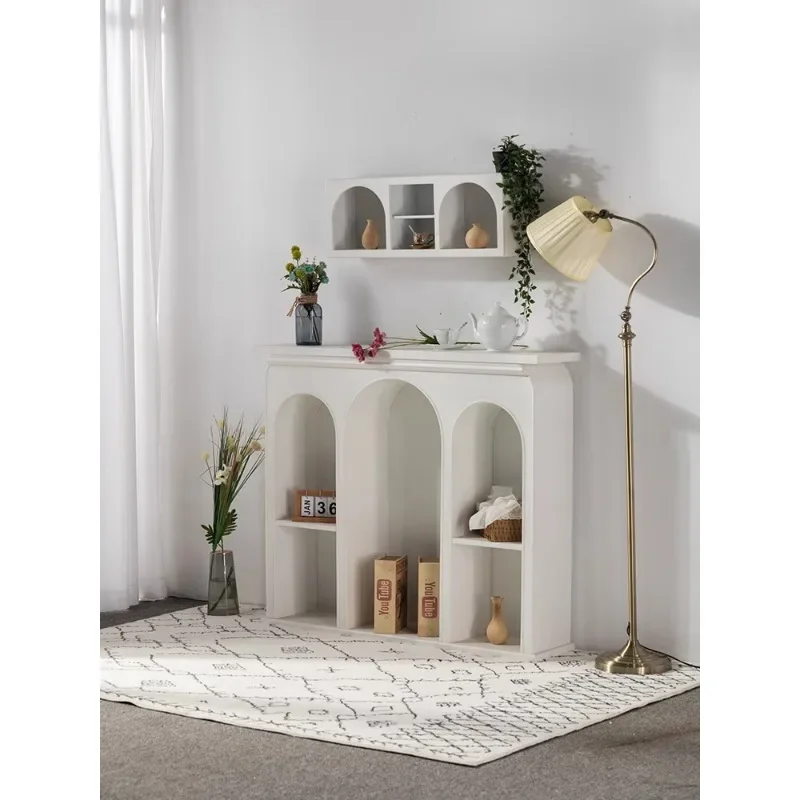 Книжный шкаф кремового цвета декоративная полка для прихожей гостиной