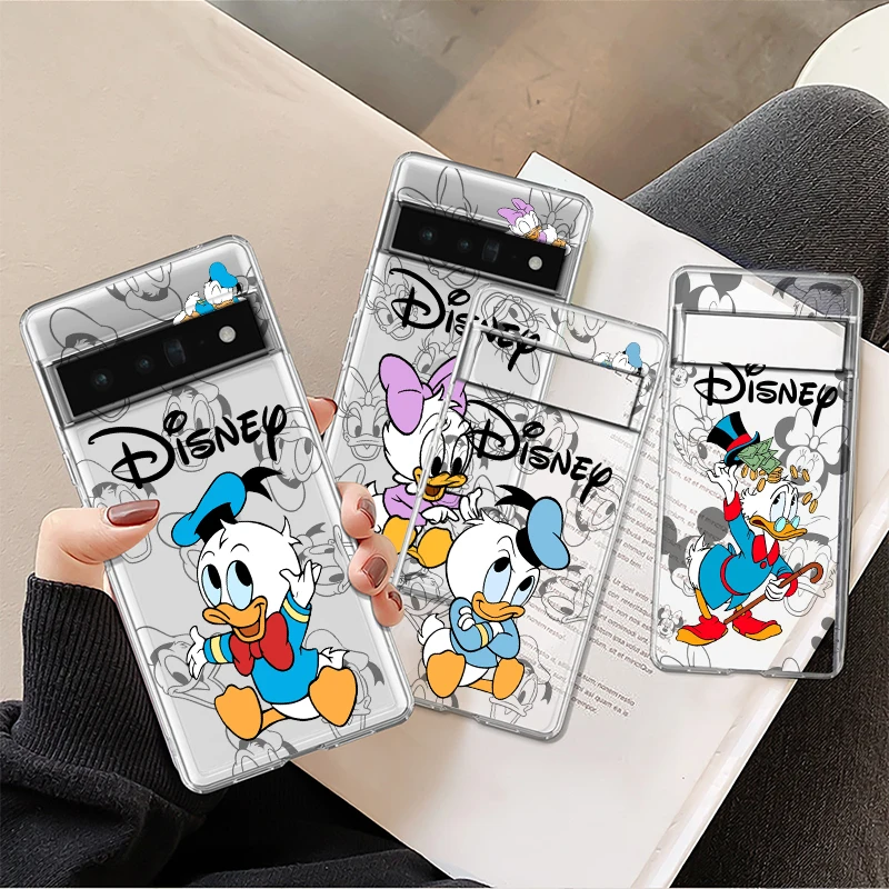 

Disney Donald Duck Baby For Google Pixel 8 7 6 Pro 6a 5 5a 4 4a XL 5G Transparent Phone Case Cover Shell