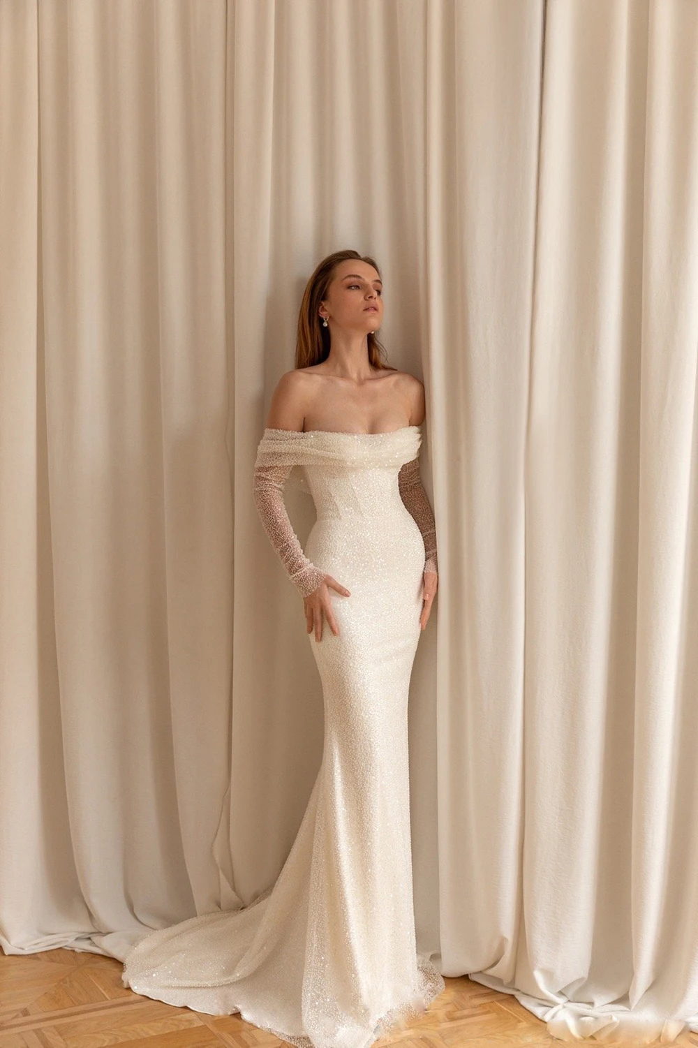 Арабское Aso Ebi винтажное свадебное платье с бисером вырезом лодочкой и длинным