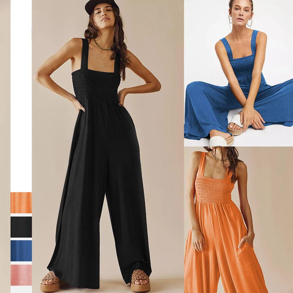 DEARIRIS Sleeveless Strapless Women's Sexy Vest Romper Loose Wide Leg Pants