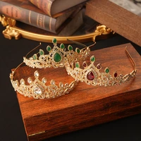 arabian women wedding gifts water drops green red crystal hair jewelry bridal crown morocco fashion gold color bridal tiara