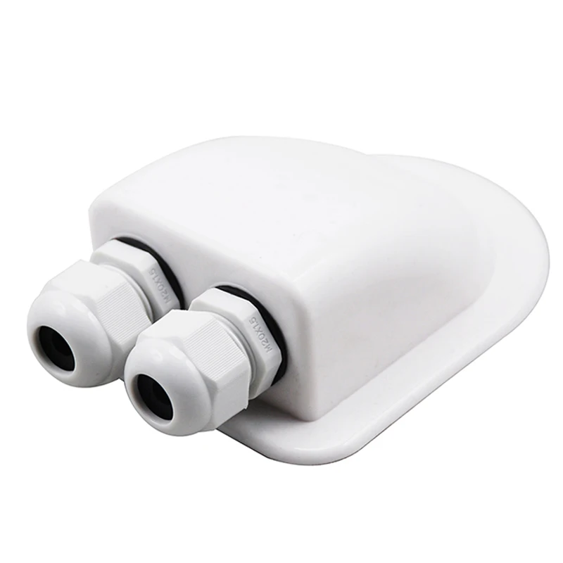 

White Double Hole Anti-UV Roof Wire Entry Gland Box For Motorhome Caravan RV Boat Yacht Camper Van With Connecting Joint