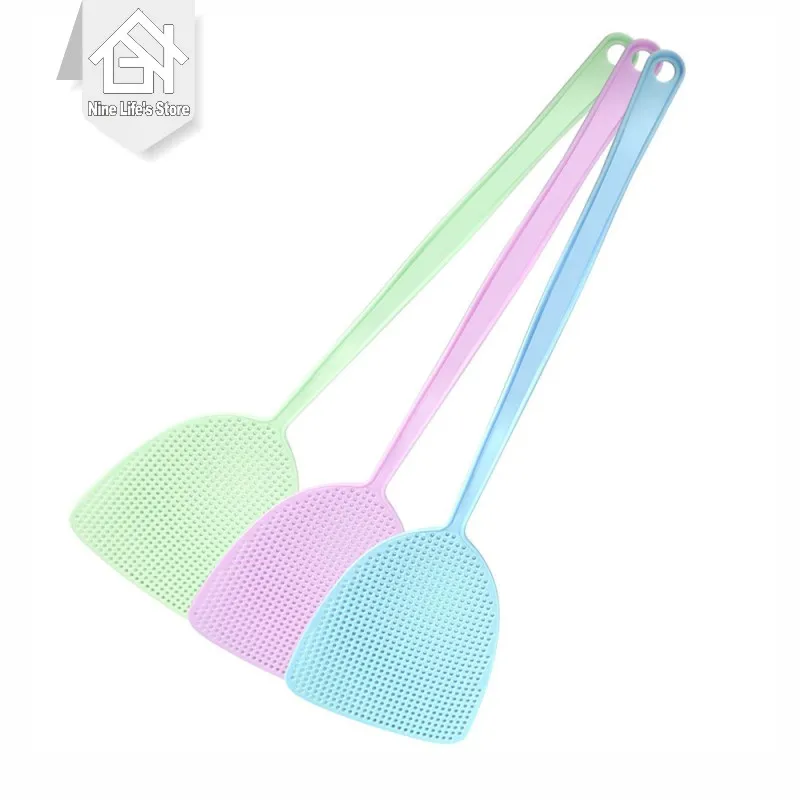 

6pcs Fly Swatter Flies Killer for Room Manual Plastic Durable Long Handle Solid Color Home Fly Swatter Mosquito Repellent Tool