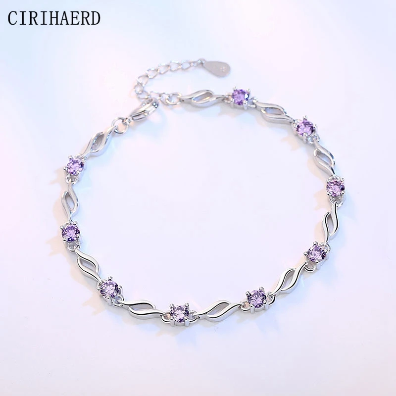 

Fine Jewelry For Woman Zirconia Gemstone Imitation Natural Crystal Bracelet Women's Accessories Give Girlfriend Couple Bracelets