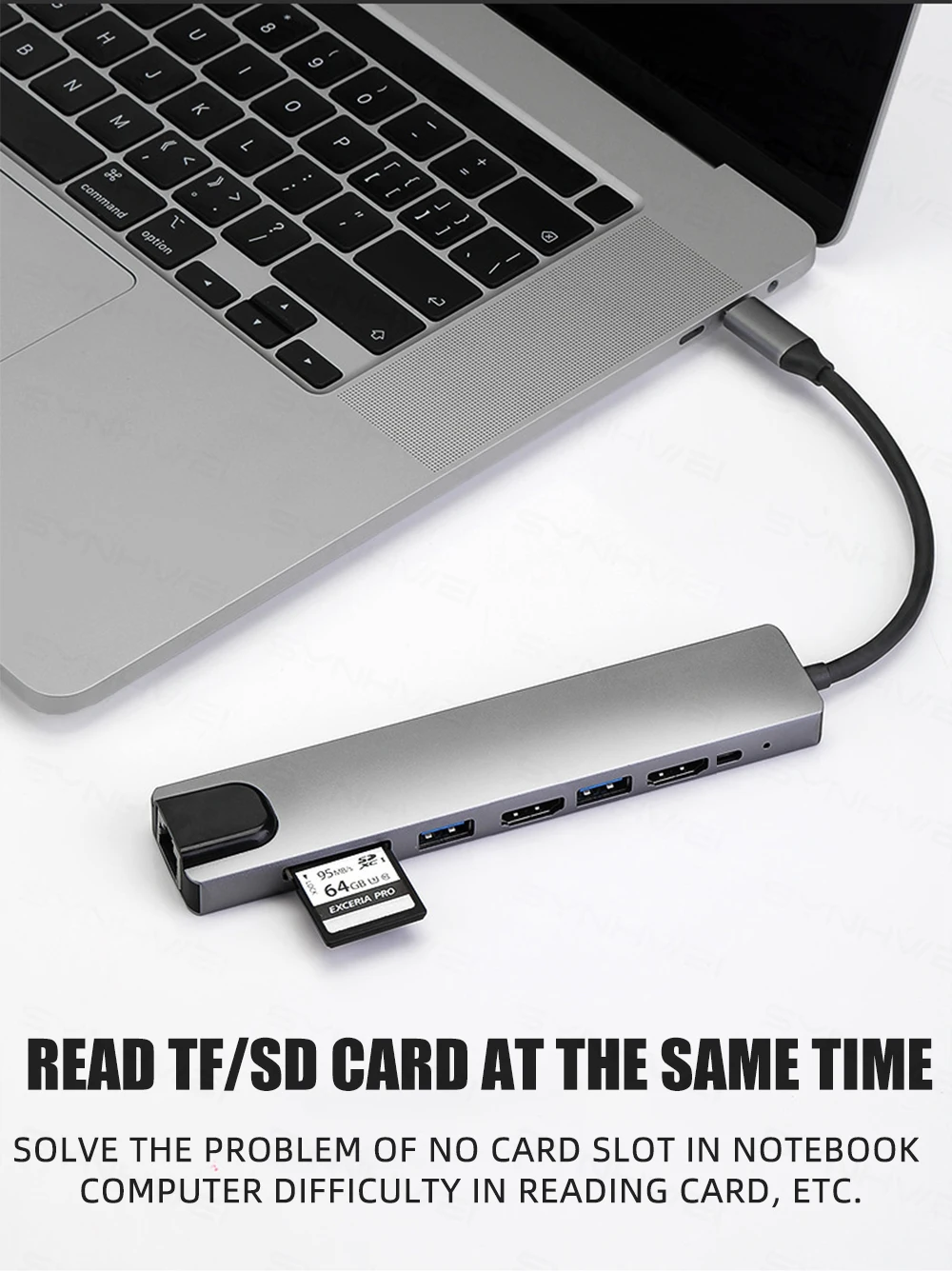 USB-концентратор 9 в 1 с HDMI 4K Ethernet 100 Вт PD Thunderbolt 3 стандартным портом данных USB 0 SD/TF Type C