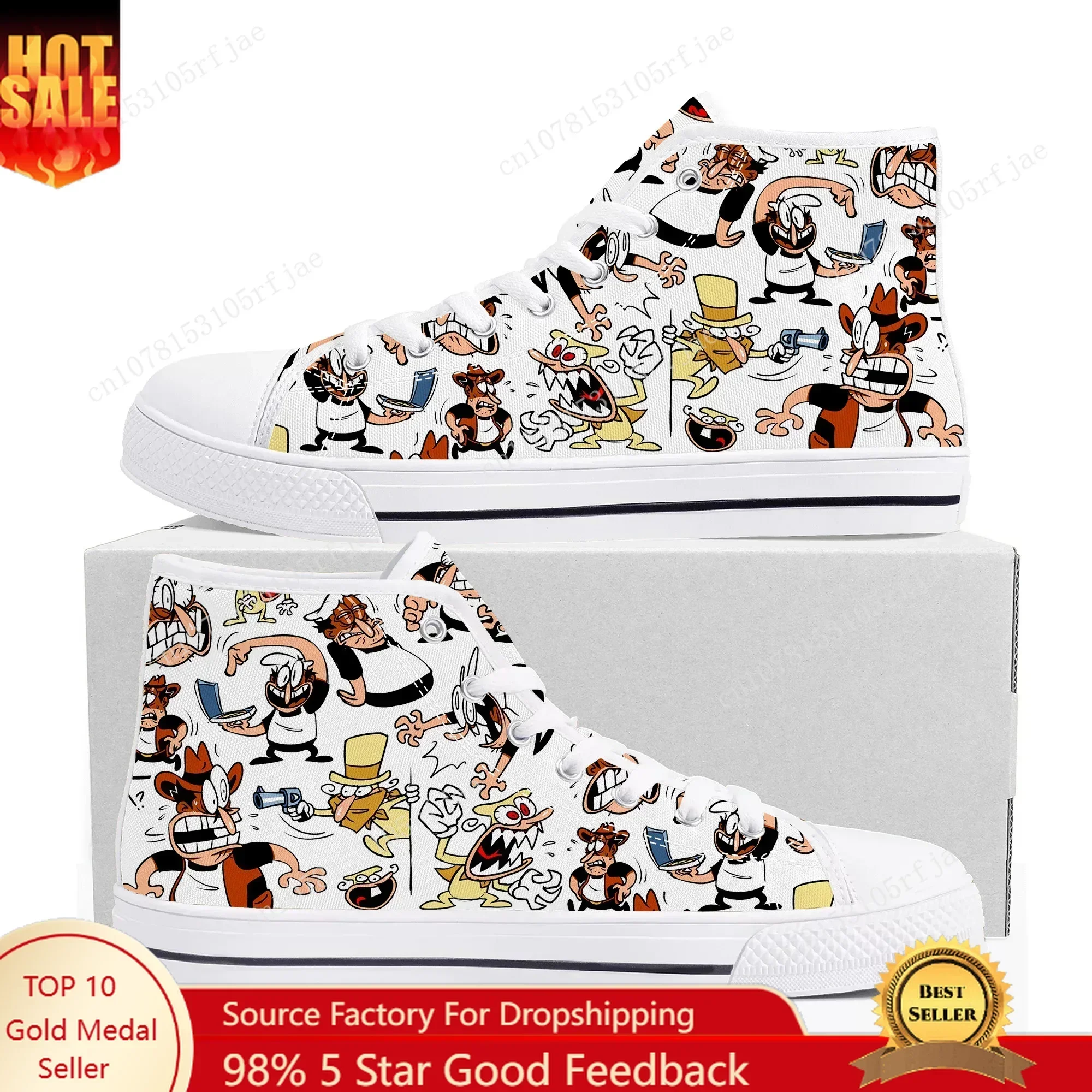 Фото Кроссовки Pizza Tower High Top с мультяшным принтом для мужчин, женщин и подростков, высококачественные модные повседневные кеды из канваса, изготовленные на заказ №1