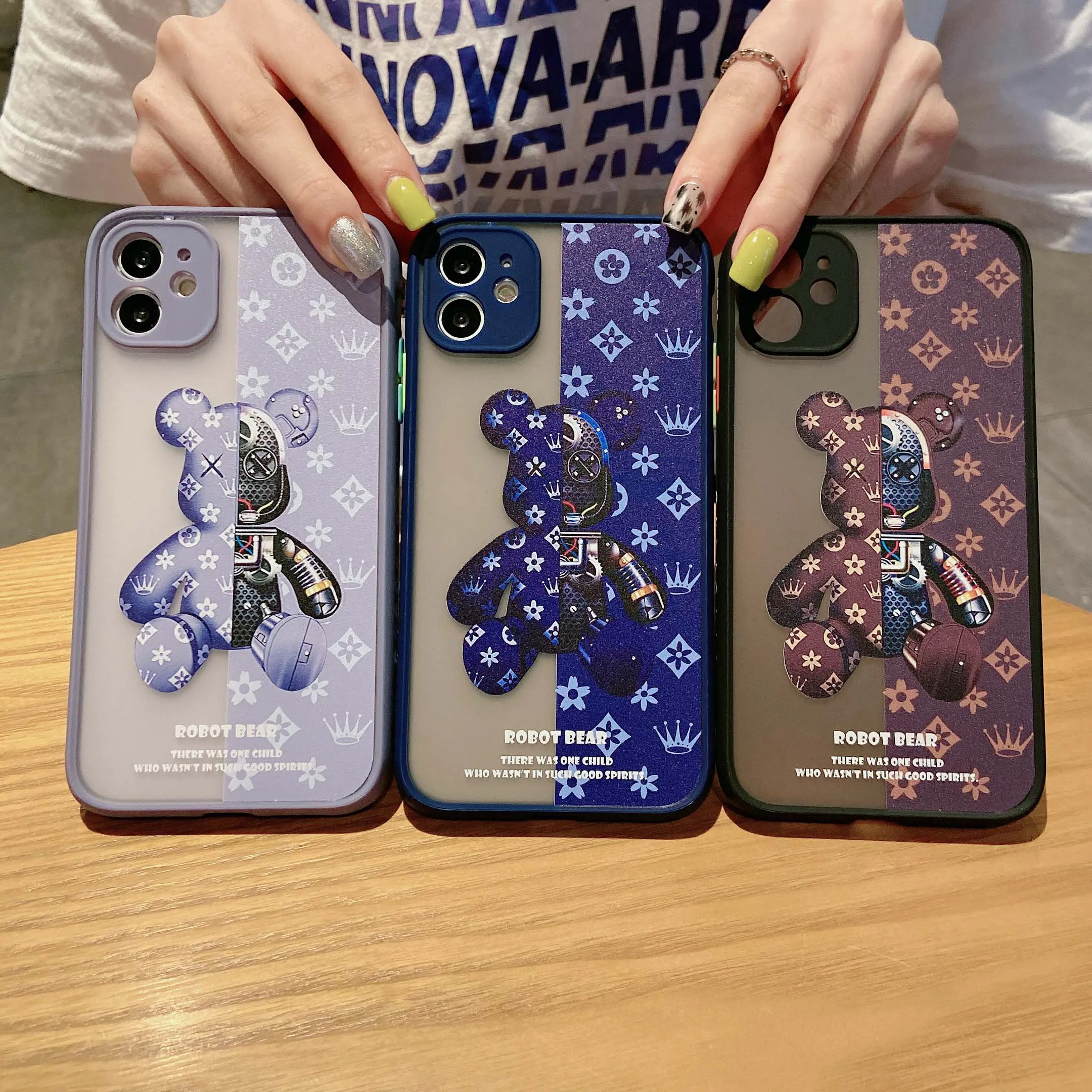 

Luxury Cute Bear Phone Cases for iPhone 11 13 Pro 12 Pro Max 12 Mini Camera Lens Cover Case for iPhone XR X XS Max 7 8 Plus Se