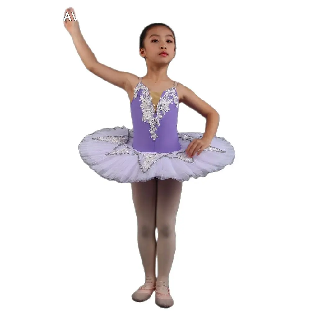 

Lilac Spandex Top Bodice with White Tulle Small Pancake Tutu Girl Dance Costume Ballet Tutu Kid Ballet Dancewear Tutu