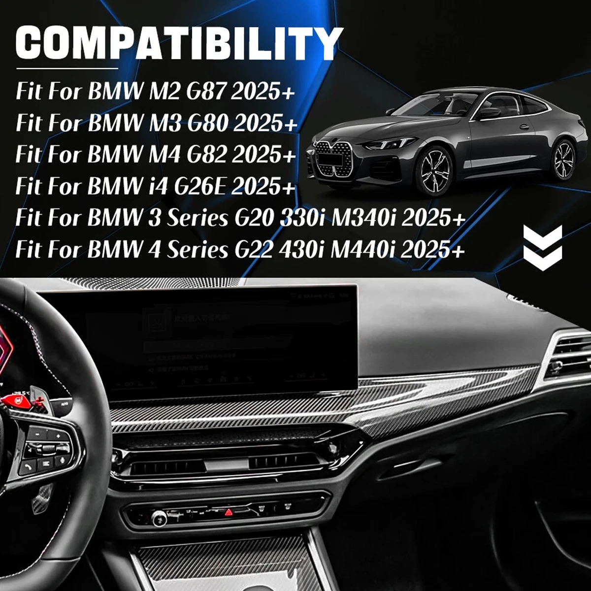 Для BMW 2 3 4 серии G42 G20 G22 G28 M2 G87 M3 G80 M4 G82 2025+ LHD Внутренняя крышка приборной панели из настоящего углеродного волокна Автомобильные аксессуары (art.: 3920d401b8d31) - 3920d401b8d31