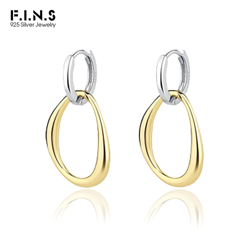 F.I.N.S индивидуальный заказ 925 пробы серебряные двойные круглые серьги золотые