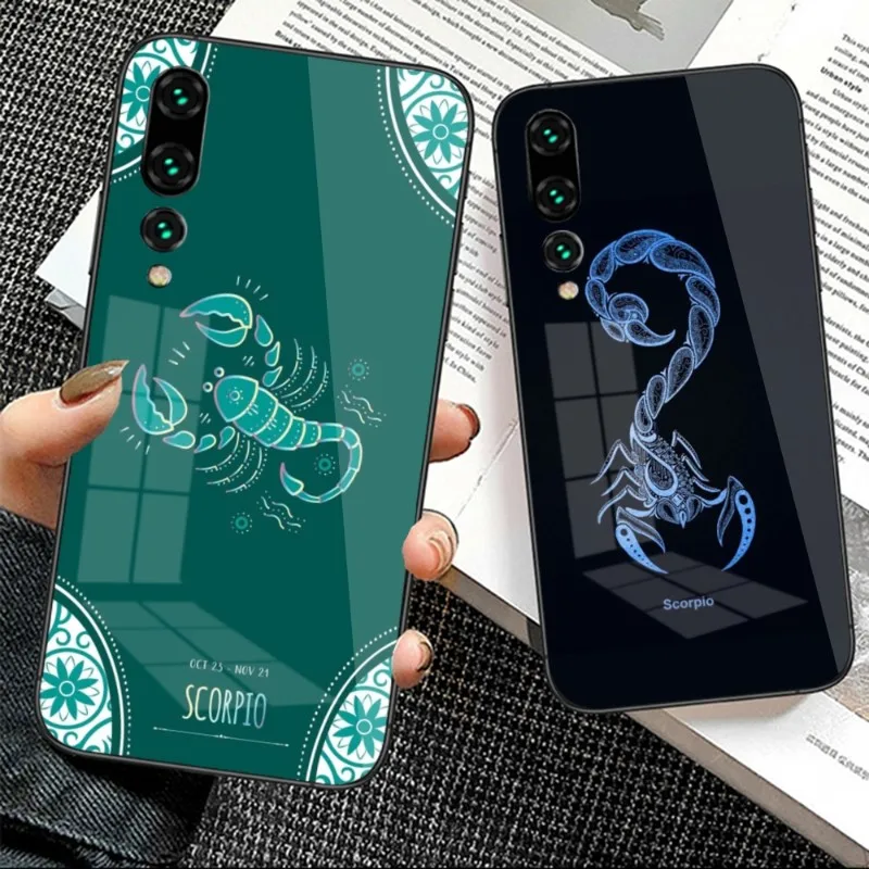 

Scorpio Astrology Zodiac Phone Case for Huawei P50 P40 P30 P20 Pro Mate 40 30 20 Pro Nova 9 8 7 PC Glass Cover Funda Shell