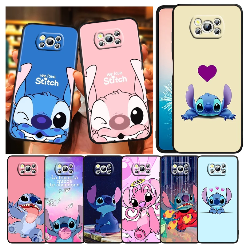 

Lilo Stitch Anime Cute Phone Case For Xiaomi Mi Poco X5 X4 X3 NFC F4 F3 GT M5 M5s M4 M3 Pro C55 C50 C40 5G Black TPU Cover