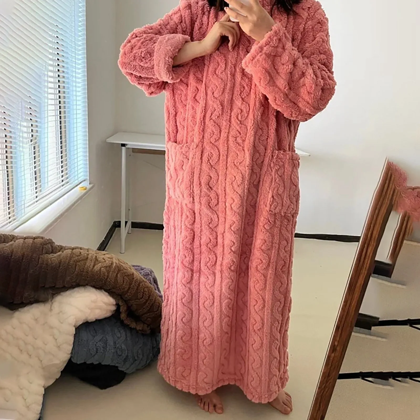 Фланелевая ночная сорочка для женщин размер M - XXL цвет в ассортименте