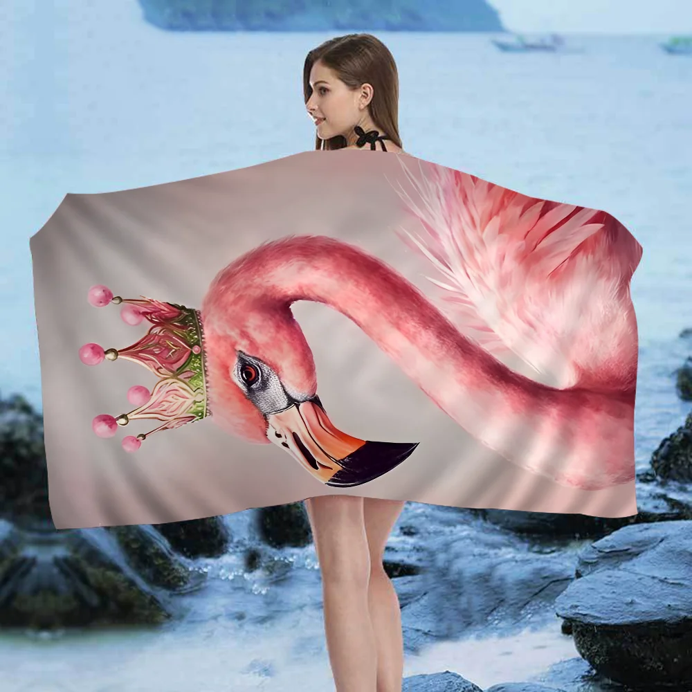 Симпатичное Пляжное Полотенце С Принтом Фламинго Быстросохнущее Банное Из