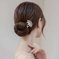 gift luxury antique retro pearl elegant headwear fan hair stick female hairpin chinese style u shape hair fork