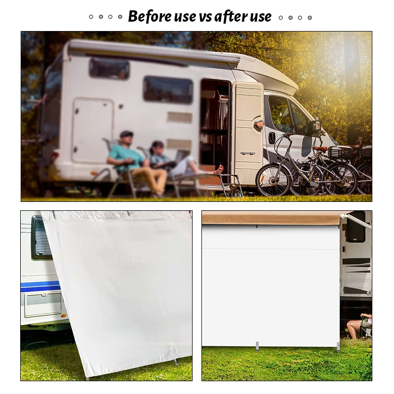 

4x1.95M Caravan Privacy Screen Car Side Awning Rooftop Tent Sun Shelter Shade SUV Camping Canopy Outdoor Tents Accessories Kit