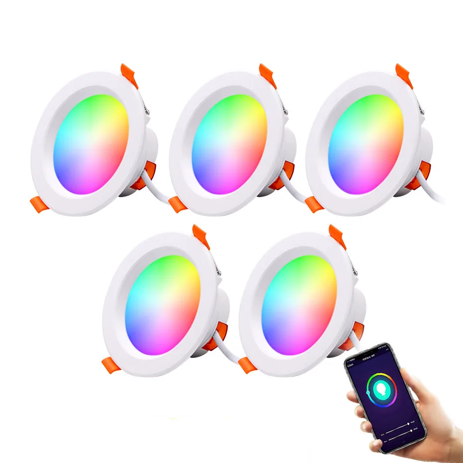 

WiFi Smart LED Ceiling Lamp 110V 220V RGB Dimmable Downlight 15W Bluetooth lamp Recessed Round Light Work with Alexa Google Home