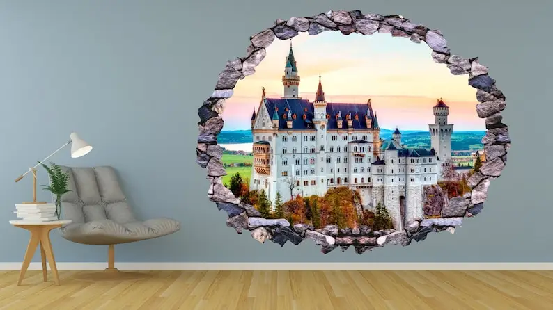 

Neuschwanstein Castle Wall Decal Art Decor 3D Sticker Poster Room Mural A-371
