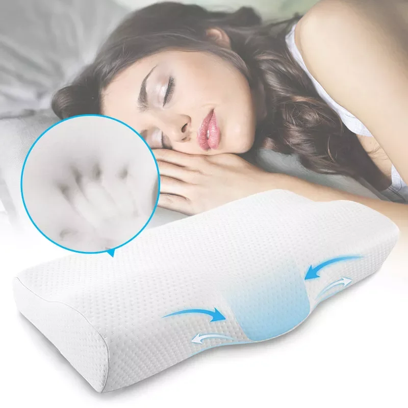 

Ортопедическая подушка с эффектом памяти для защиты шеи, медленно восстанавливает форму бабочки, подушка для здоровья шейного отдела позво...