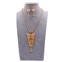 women jewelry set butterfly sahped pendant chainearring 24k ethiopian arabia indian dubai african wedding party bridal gift