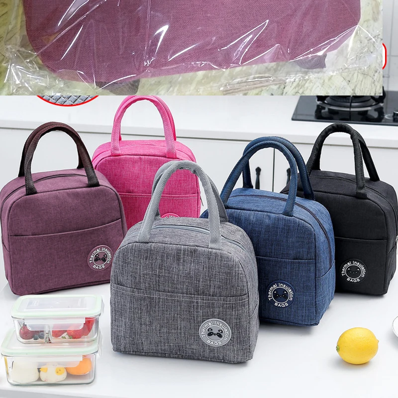 Portable Lunch Bag New Thermal Insulated Lunch Box Tote Cooler Handbag Bento Pouch Dinner Container School Food Storage Bags