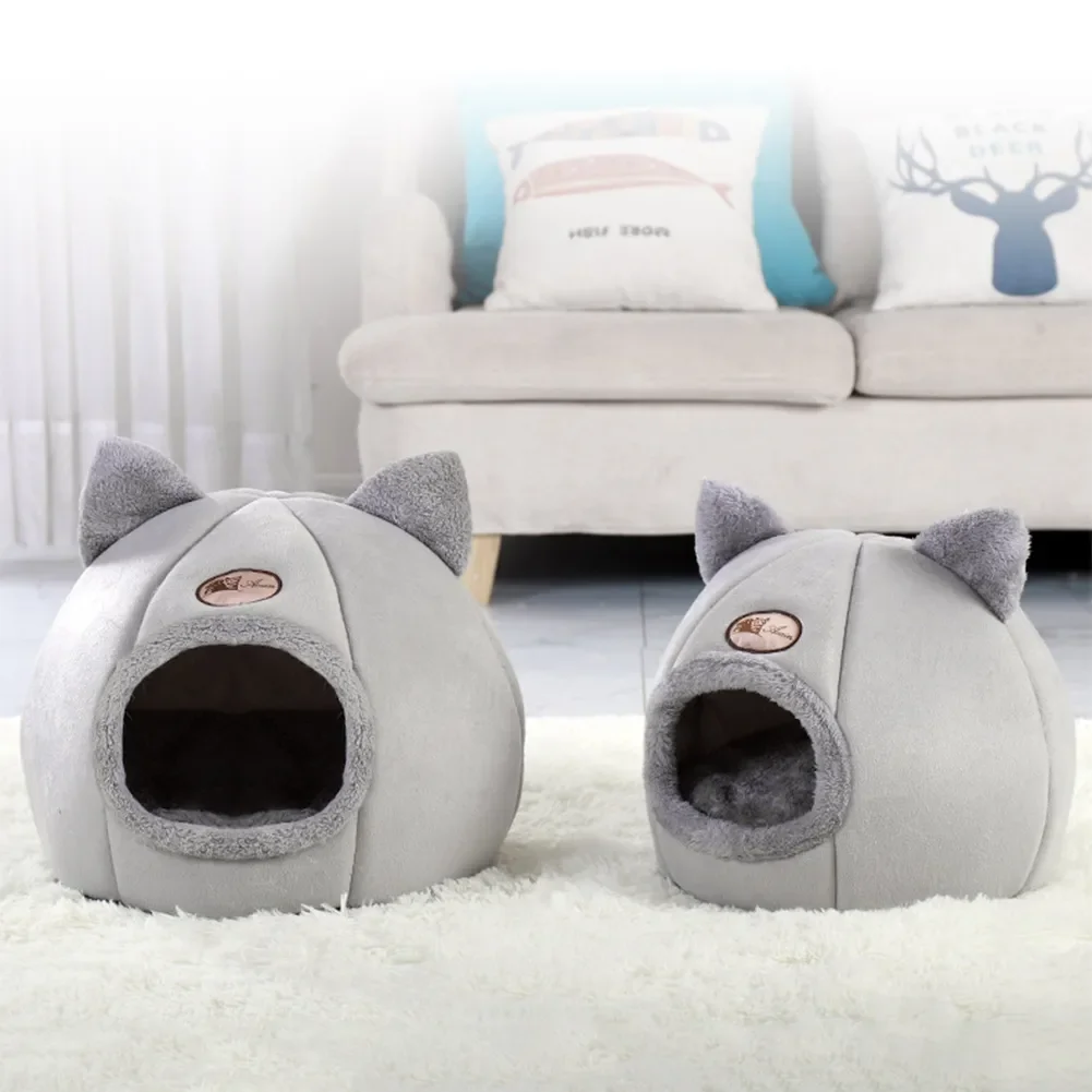 

Deep Sleep Comfort in Winter Cat Bed Little Dogs Basket for Cat‘s House for Products Pets Tent Cozy Cave Beds Indoor Dropship