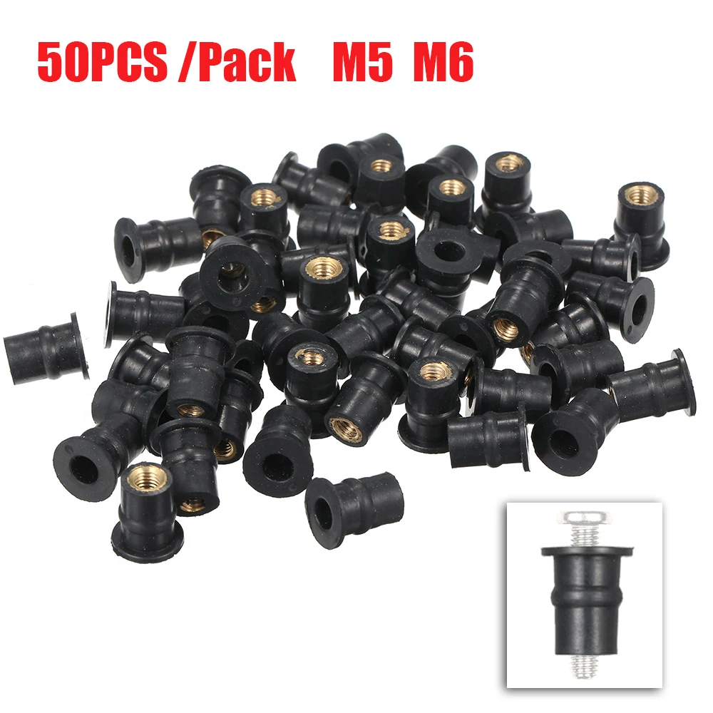 

Car Rubber Well Nuts M5 M6 50PCS/Pack Rubber Well Nuts 5MM Metric Motorcycle Windshield Shaft Nut For kayak canoe boat