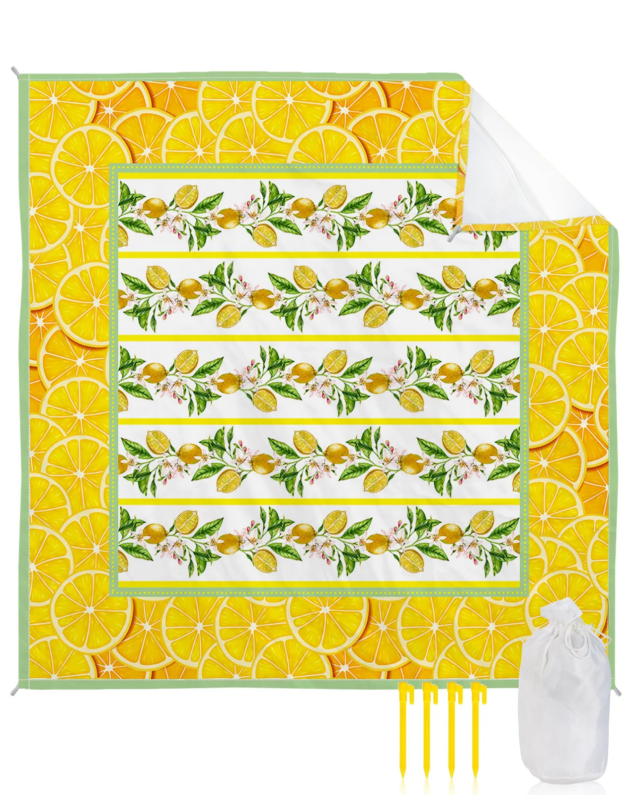 

Lemon Blossom Watercolor Summer Waterproof Beach Mat Sand Free Mat Beach Towel Blanket Outdoor Travel Picnic Mat