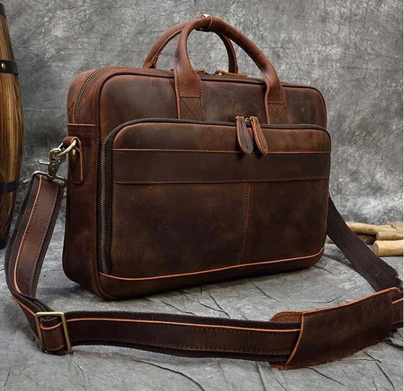 

Men Briefcase Genuine Leather Laptop Bag 15.6" PC Doctor Lawyer Computer Bag Cowhide Male Briefcase Cow Leather Men Bag handbags