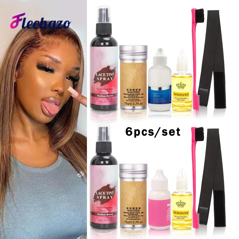 Kit For Wigs Light Medium Dark Brown Lace Tint Spray Ultra Hold Lace Wig Glue And Remover Hair Wax Stick Band