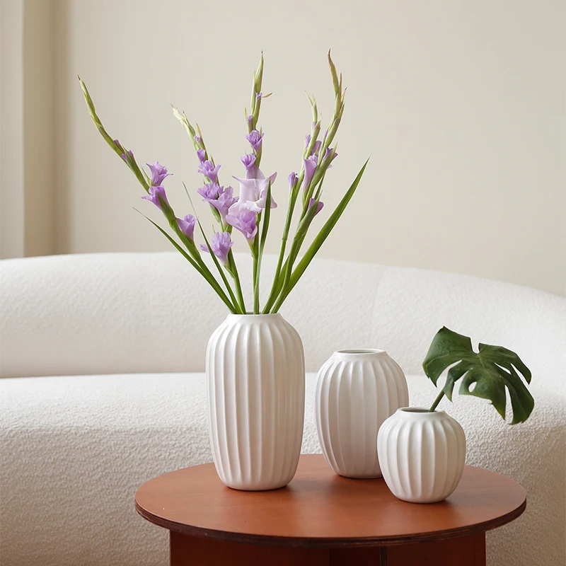 

Nordic White Ceramic Vase Room Living Room Furnishings Simple Flower Arrangement Dry Flower Accessories Home Decoration Vase