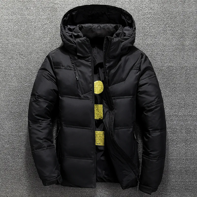 2022 New White Duck Down Jacket Men's Winter Warm Keeping Solid Color Hooded Down Coat Thick Duck Down Coat Men's Down Jacket