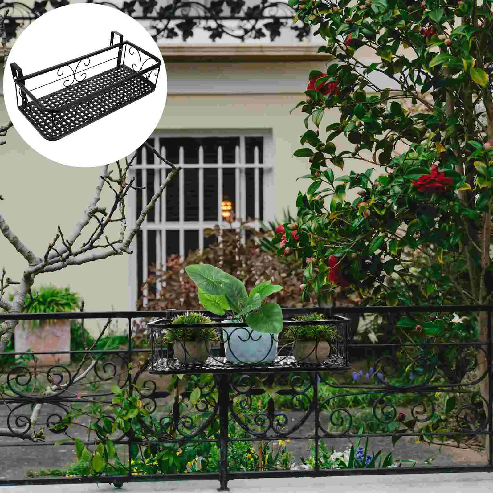 

Вешалка для цветочных горшков, подвесная стандартная полка для внутреннего дворика, металлическая линия, подставка для балкона, держатель для хранения в саду