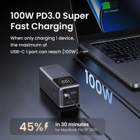 UGREEN Nexode Mini 100 Вт 12000 мАч Power Bank 20000 мАч Портативный внешний аккумулятор PD PowerBank для iPhone 17 pro 16 Быстрая зарядка