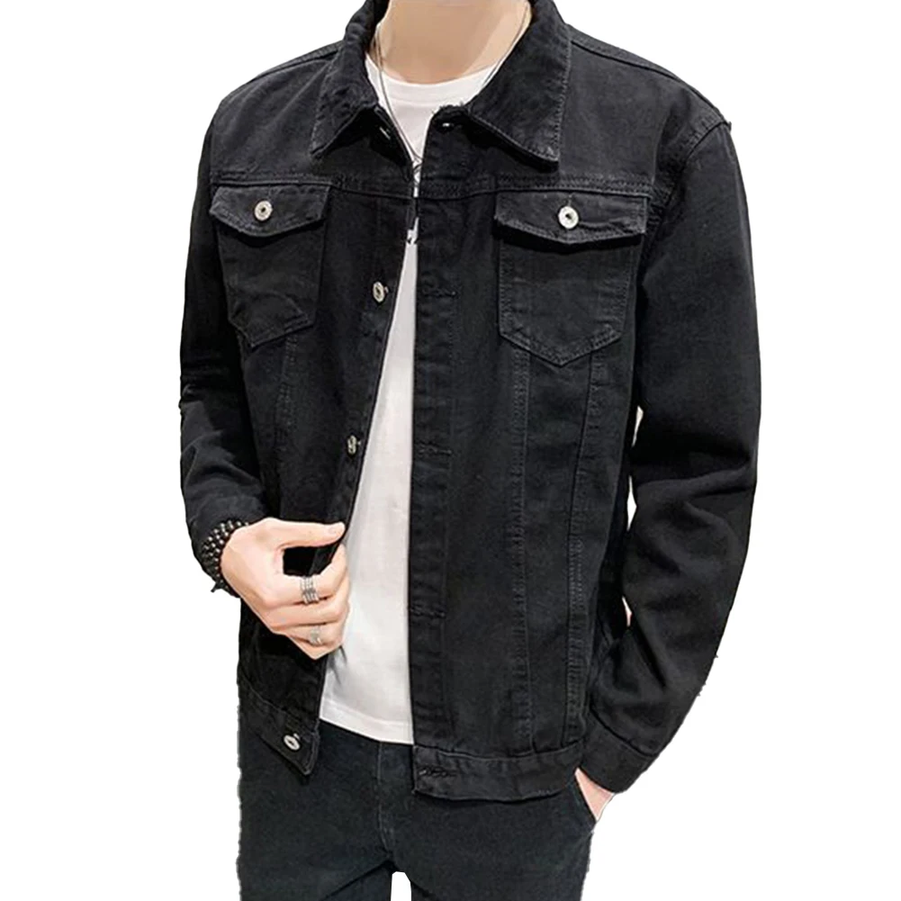 

Male Coat Men Jacket V Neck Vintage Brief Button Casual Lapel Long Sleeve Polyester Regular Solid Color Autumn