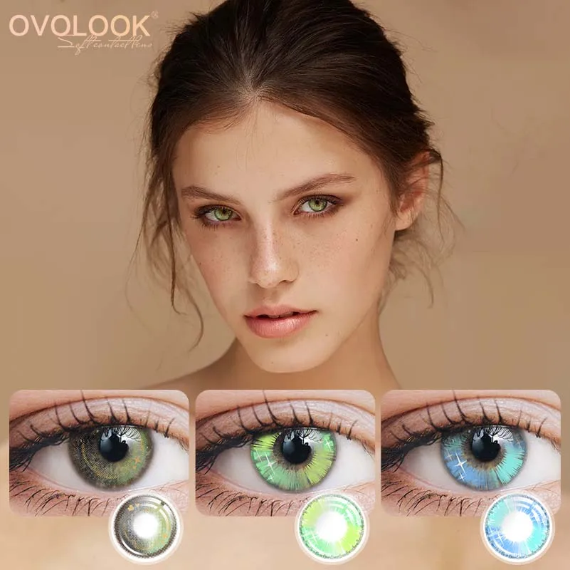 

Ovolook 1 Pair Color Colored Contact Lenses Colored Lenses for Eyes Anime koloren large pupils green contact lenses عدسات