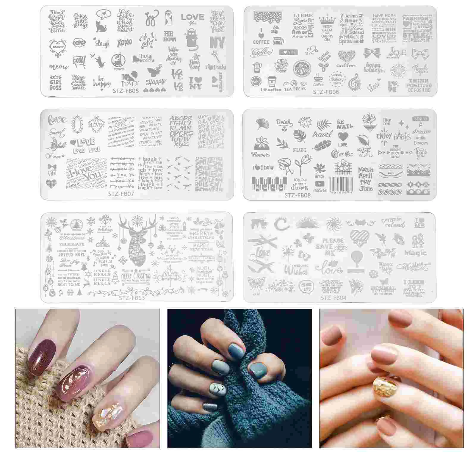 

6pcs Nail Stencil Stamping Christmas Nail Stamping Templates Snowflakes Nail Decals for Holiday Xmas ( Pattern 1 )