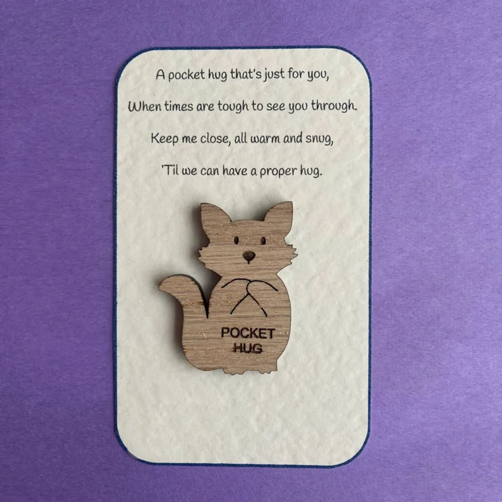 

Personalized Pocket Animal Hug Wooden Token Thanksgiving Day Mother's Day Gift Multiple Shapes DIY Home Decoration Cute B99