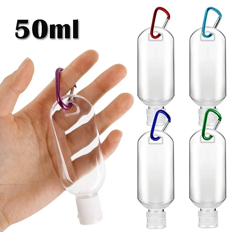 

50/30ml Portable Refillable Bottles with Hook Hand Sanitizer Alcohol Cosmetics Container Outdoor Mini Soap Dispenser Container