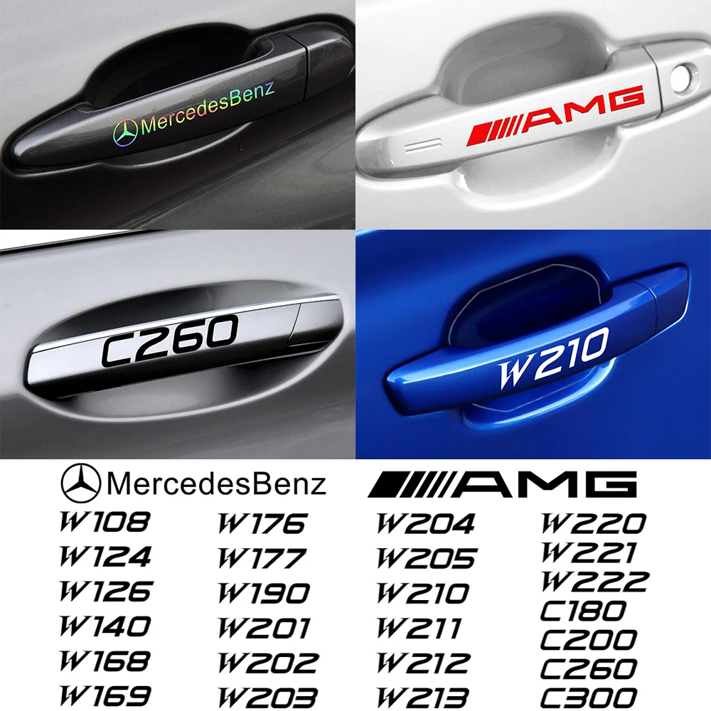 4 шт. декоративные наклейки на дверные ручки автомобиля Mercedes Benz ...