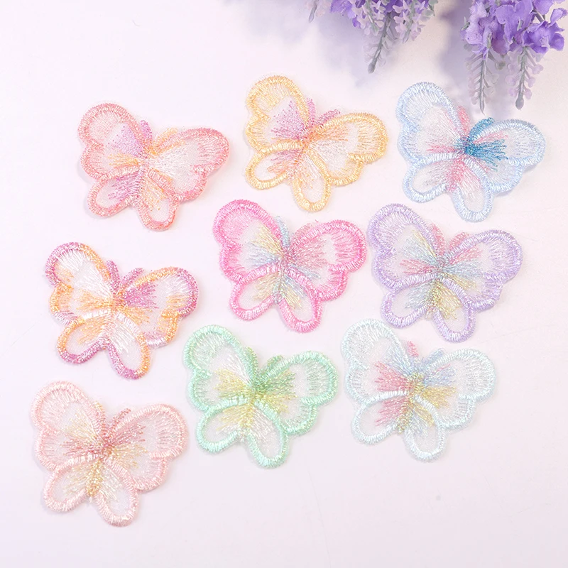 

10pcs 2022 New Mirage Mesh Embroidered Butterfly Cloth Patches Appliques for Clothes Sewing Supplies DIY Hair Clip Accessories