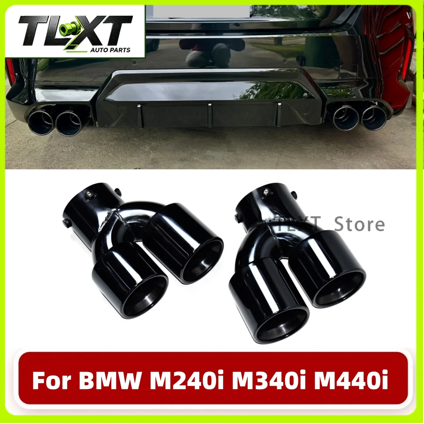 TLXT Насадка на глушитель для BMW 2021 2022 2023 G23 M440i G20 G21 M340i G42 M240i, синяя, с 4 выходами, выхлопная труба (art.: 3920dd0f1f642) - 3920dd0f1f642